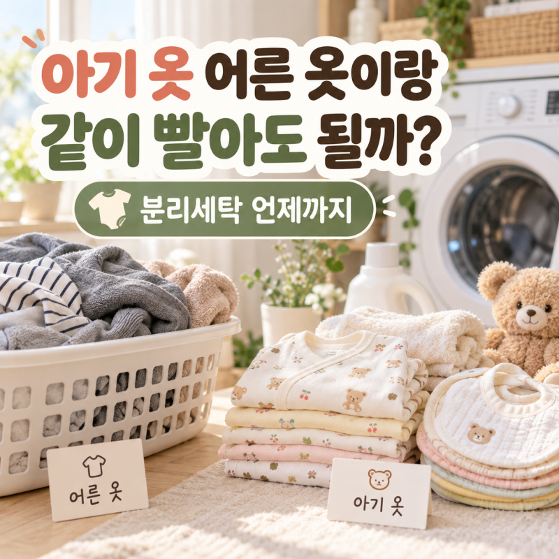 아기 옷 어른 옷이랑 같이 빨아도 될까? 분리세탁 언제까지 해야 하는지 정리