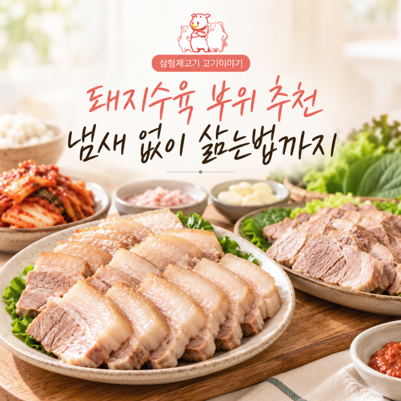돼지수육 부위 추천, 삼겹살만 고르면 될까? 냄새 없이 삶는법까지