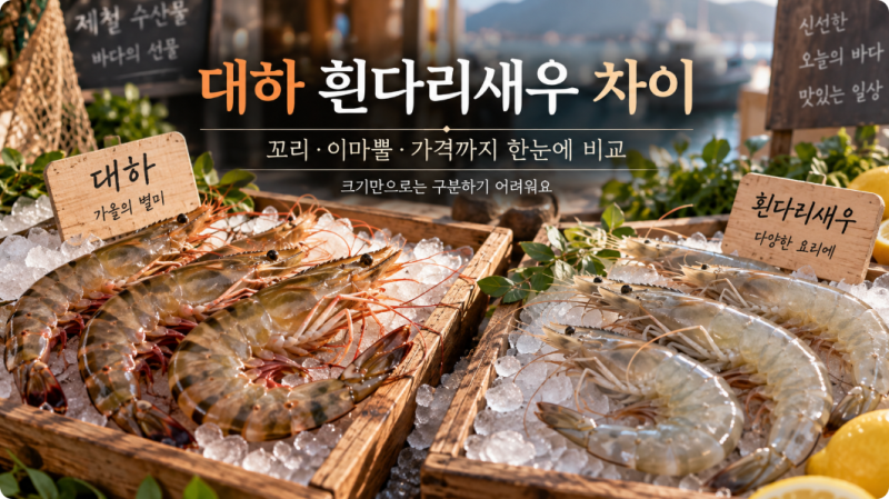 대하 흰다리새우 차이 7가지, 꼬리·이마뿔·가격 비교