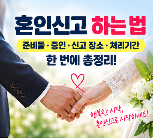 혼인신고 하는 법 준비물·증인·신고 장소·처리기간
