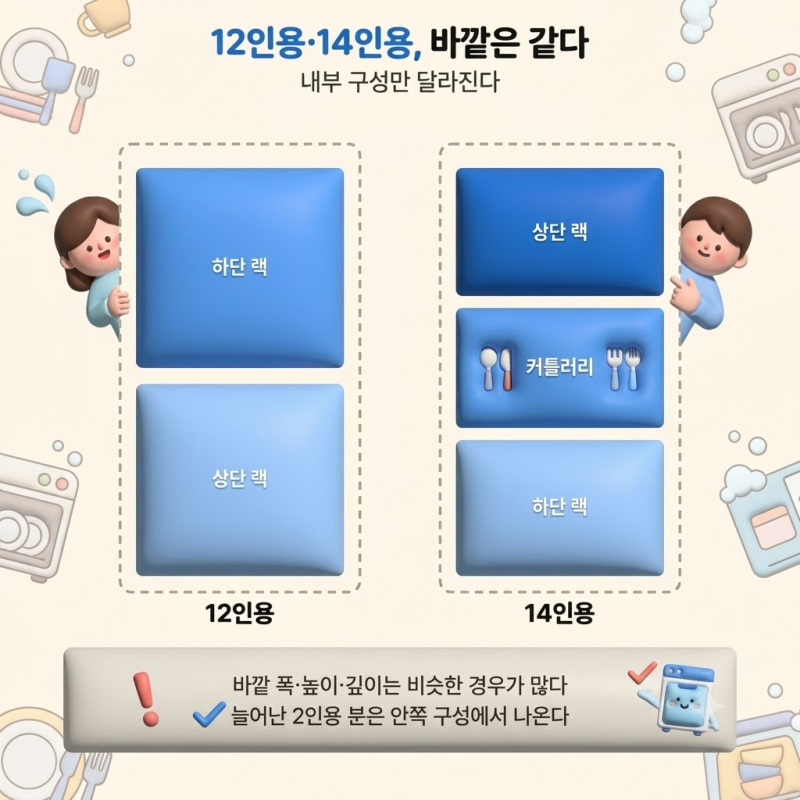 식기세척기 14인용, 12인용과 외형이 똑같다면??!