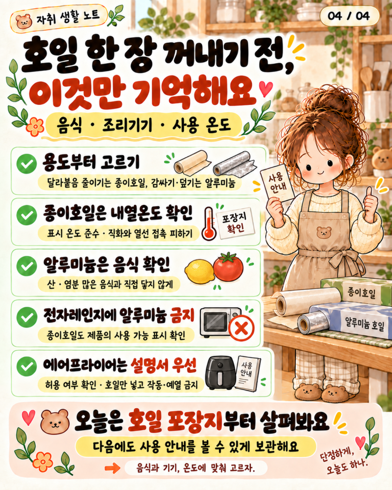 종이호일과 알루미늄 호일, 아무거나 깔아도 될까?