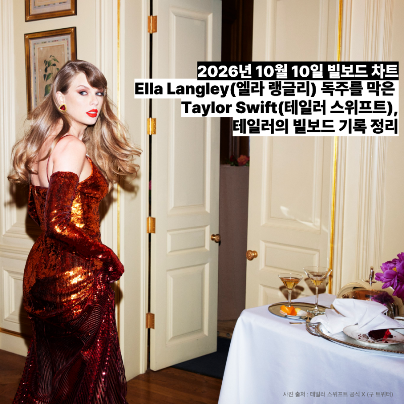 2026년 10월 10일 빌보드 차트 : Ella Langley(엘라 랭글리) 독주를 막은 Taylor Swift(테일러 스위프트)....