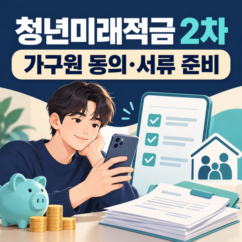 청년미래적금 2차 가구원 동의·제출서류, 신청 후 심사 확인 순서