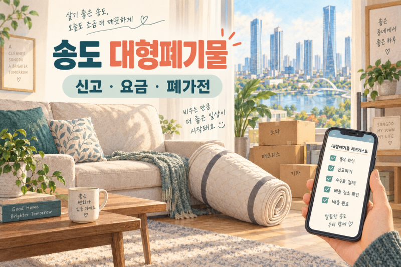 송도 대형폐기물 버리는 법｜소파·매트리스 스티커 가격과 폐가전 무료수거