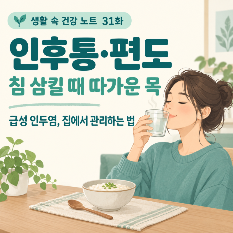 [생활 속 건강 노트 31화 · 인후통·편도] 침 삼킬 때 목이 따갑고 기침까지? 급성 인두염 원인....