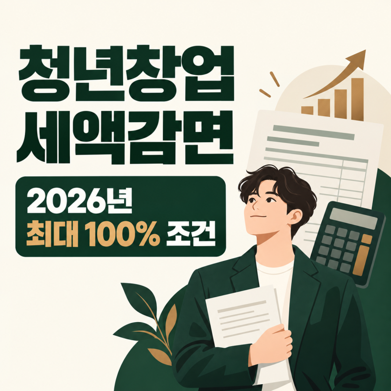 2026 청년창업중소기업 세액감면 총정리｜프리랜서·개인사업자 최대 100% 조건