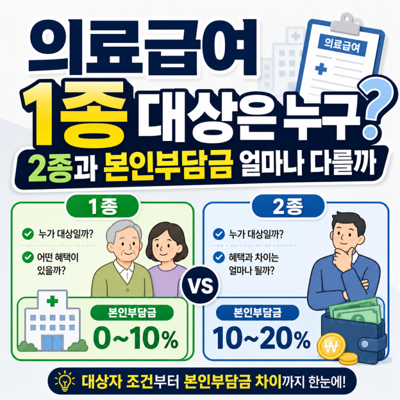 의료급여 1종 대상은 누구? 2종과 본인부담금 얼마나 다를까