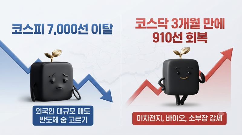 코스피 7,000선 이탈, 반도체 숨 고르기 장세