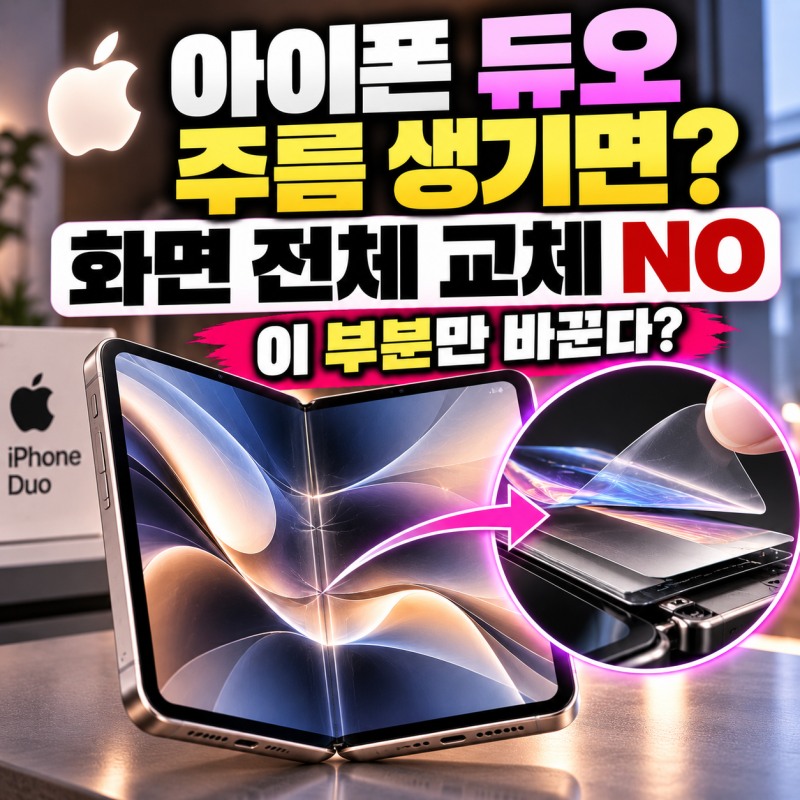 아이폰 듀오 화면 주름 생기면? ‘교체형 디스플레이 레이어’의 정체