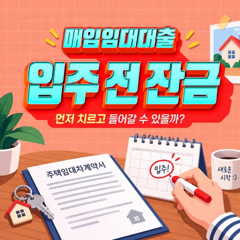 매입임대대출 입주 시작일보다 먼저 잔금 치르고 들어가고 싶다던 분의 이야기