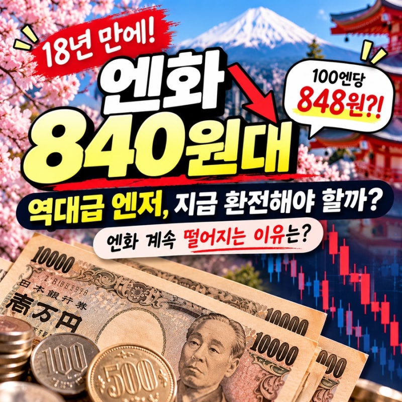 엔화 18년 만에 840원대ㅣ역대급 엔저, 지금 환전해야 할까? 엔화 떨어지는 이유 엔화원환율