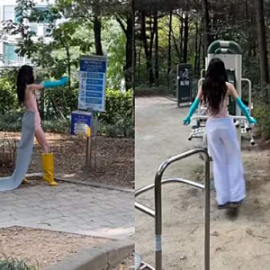 [연예/스타 핫이슈] "산스장에 나타난 웬 팔척 여신님?" 아이브 장원영, 운동하다 벤치에 벌러....