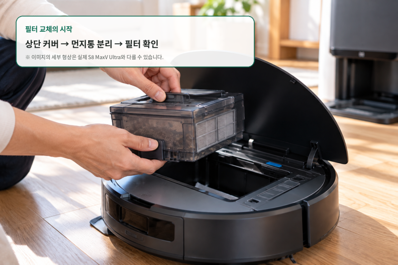 로보락 S8 MaxV Ultra 필터 교체, 새 필터는 어떻게 빼고 다시 끼울까?