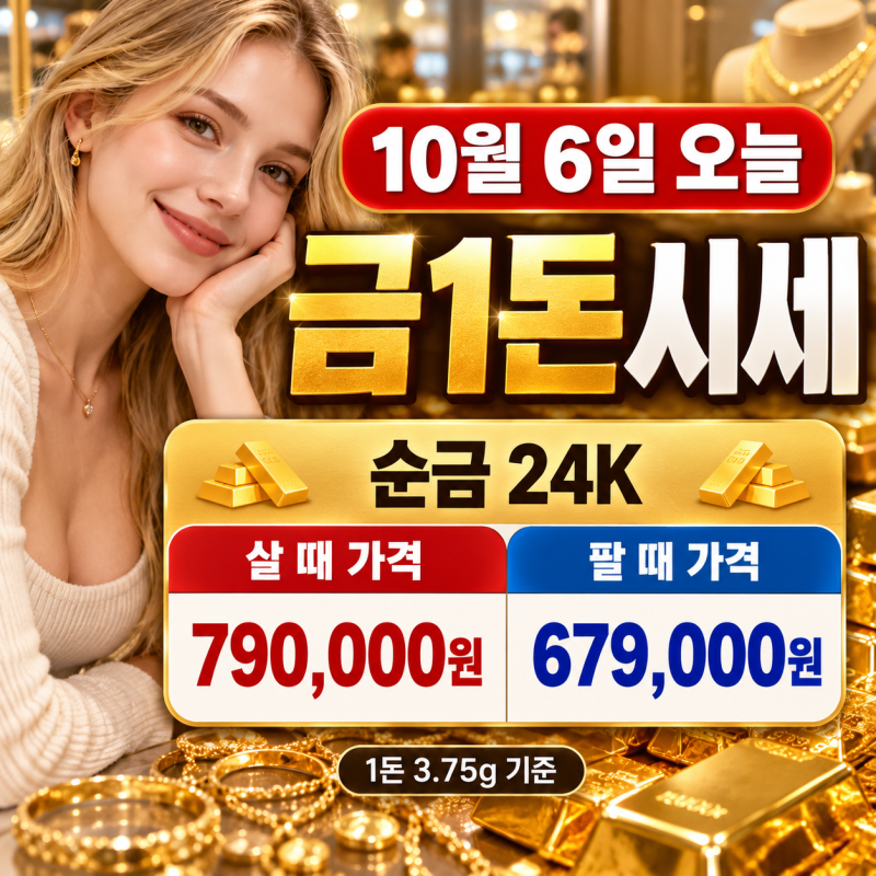 10월 6일 오늘 금시세 순금 1돈 24K 18K 14K 백금 은 가격 총정리