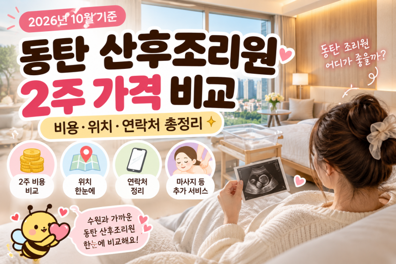 동탄 산후조리원 2주 가격 비교｜비용·위치·연락처 총정리(2026년 10월 기준)