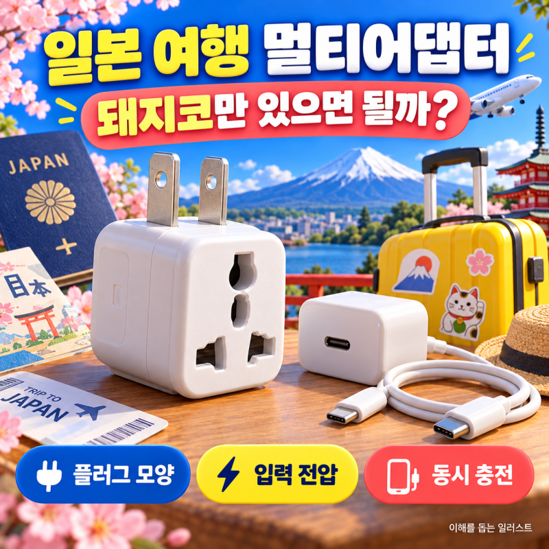 일본 여행 멀티어댑터 돼지코만 챙기면 될까 고르는 법