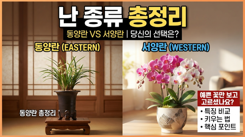 난 종류 총정리｜동양란·서양란 차이와 난 키우기, 예쁜 꽃만 보고 고르셨나요?