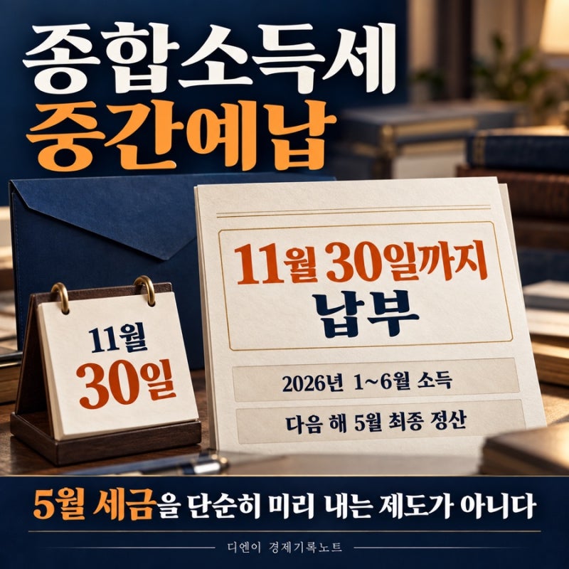 종합소득세 중간예납, 11월30일까지 납부…5월 세금을 미리 내는 게 아니다