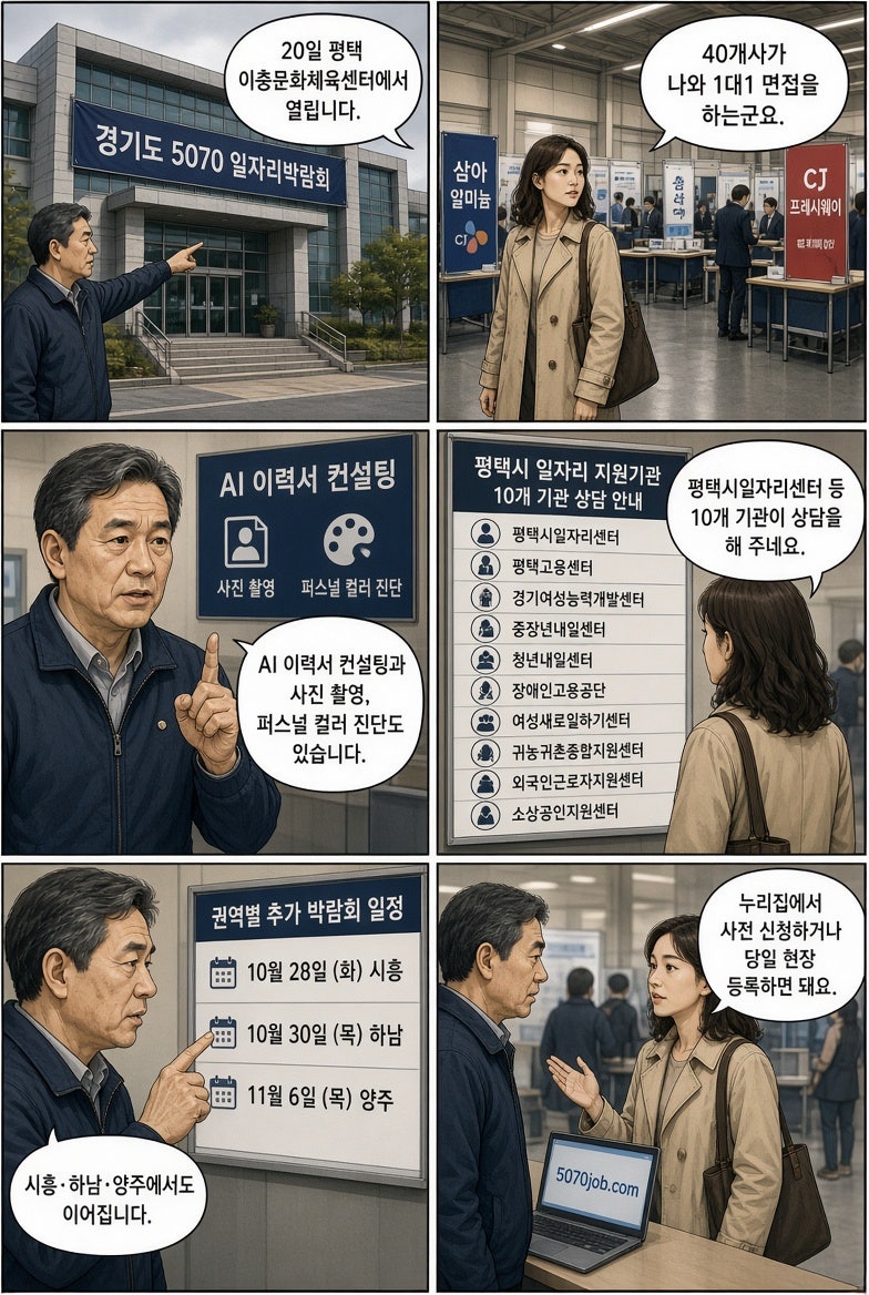 경기도·평택시, 20일 이충문화체육센터서 ‘5070 일자리박람회’ 개최… 중장년 재취업 지원 ....