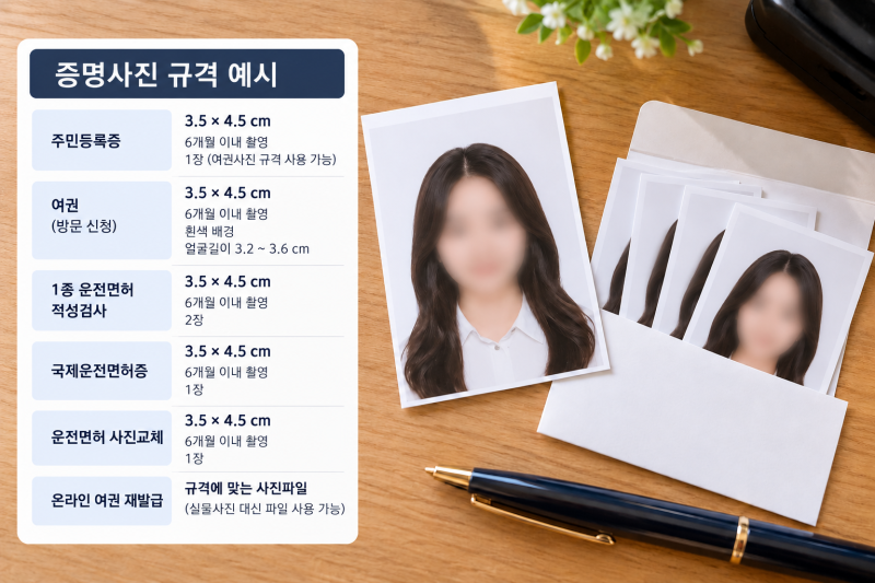 한국 귀국 후 증명사진 몇 장 필요할까, 주민등록증·여권·운전면허 사진 규격 총정리