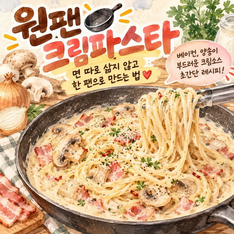 원팬 크림파스타 레시피, 면 따로 삶지 않고 한 팬으로 만드는 법