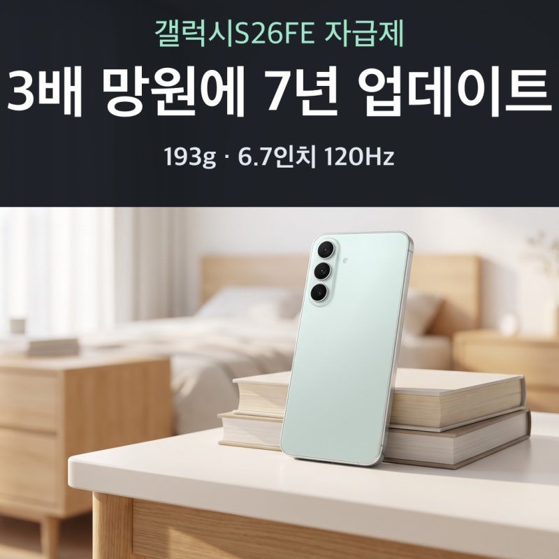 갤럭시S26FE 자급제 체감가 추천 총정리, 3배 망원과 7년 업데이트 들어간 S26FE 스펙