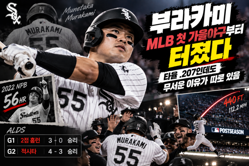 무라카미 MLB 첫 가을야구부터 터졌다…타율 .207인데도 무서운 이유가 따로 있음