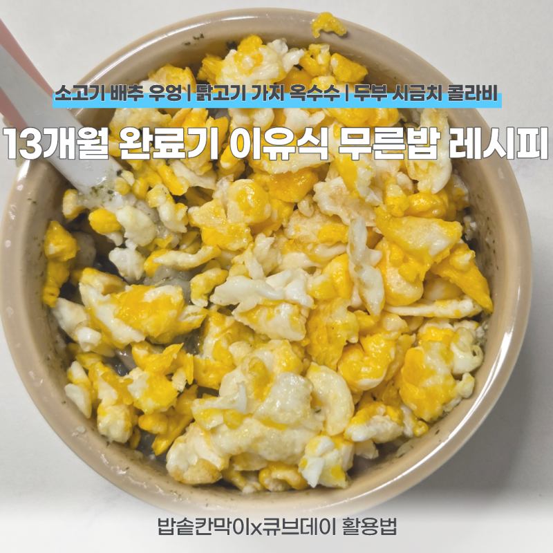 13개월 완료기 이유식 식단 | 밥솥칸막이 무른밥 레시피(소고기 배추우엉, 닭고기 가지옥수수....
