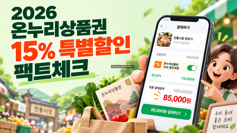 2026 온누리상품권 15% 특별할인 구매 한도 및 모바일 충전식 가맹점 사용처