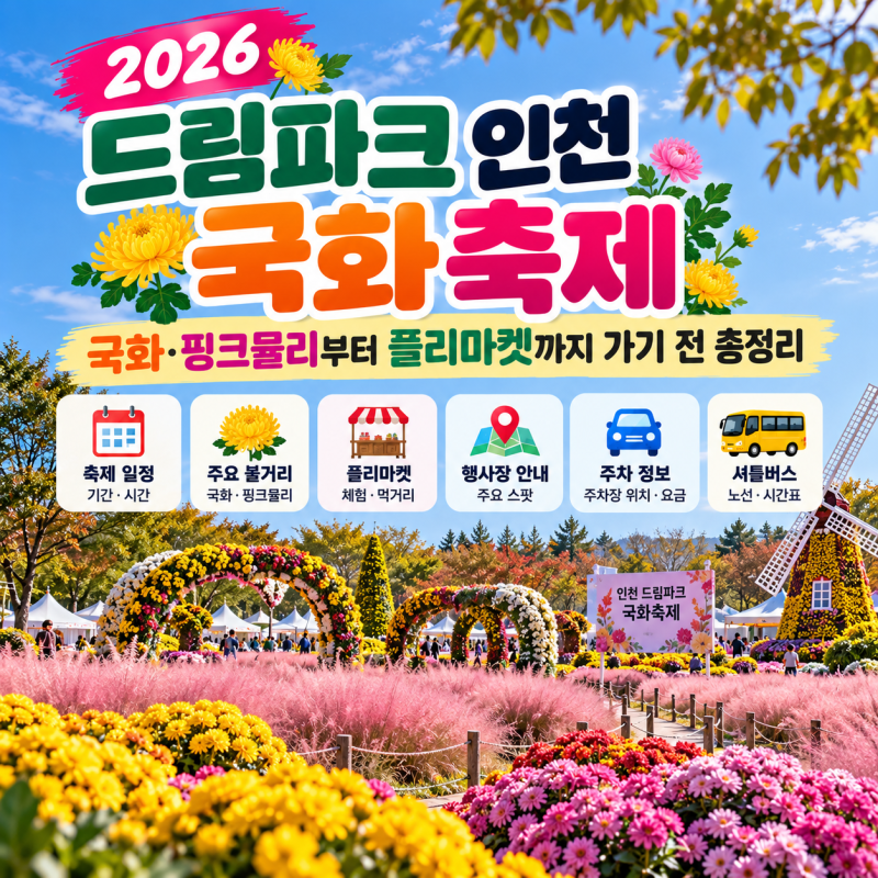 2026 드림파크 인천 국화축제, 국화·핑크뮬리부터 플리마켓까지 가기 전 총정리