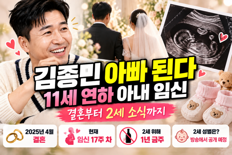 김종민 아빠 된다, 11세 연하 아내 임신…결혼부터 2세 소식까지