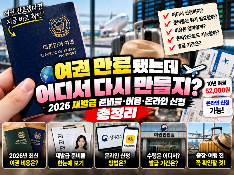 여권 만료됐는데 어디서 다시 만들지? 2026 재발급 준비물·비용·온라인 신청 총정리