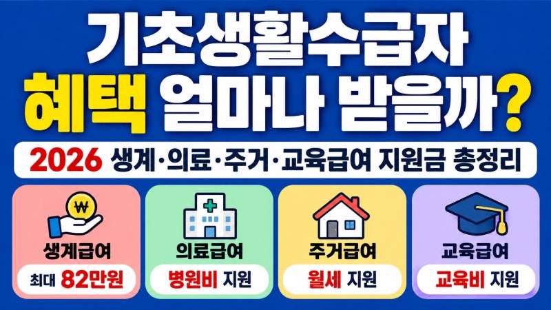 기초생활수급자 혜택 얼마나 받을까?2026 생계·의료·주거·교육급여 지원금 총정리