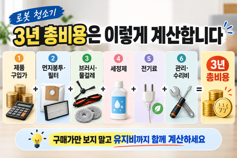 로봇청소기 3종 비교 (삼성 vs LG vs 로보락), 가격보다 중요한 3년 총비용은?