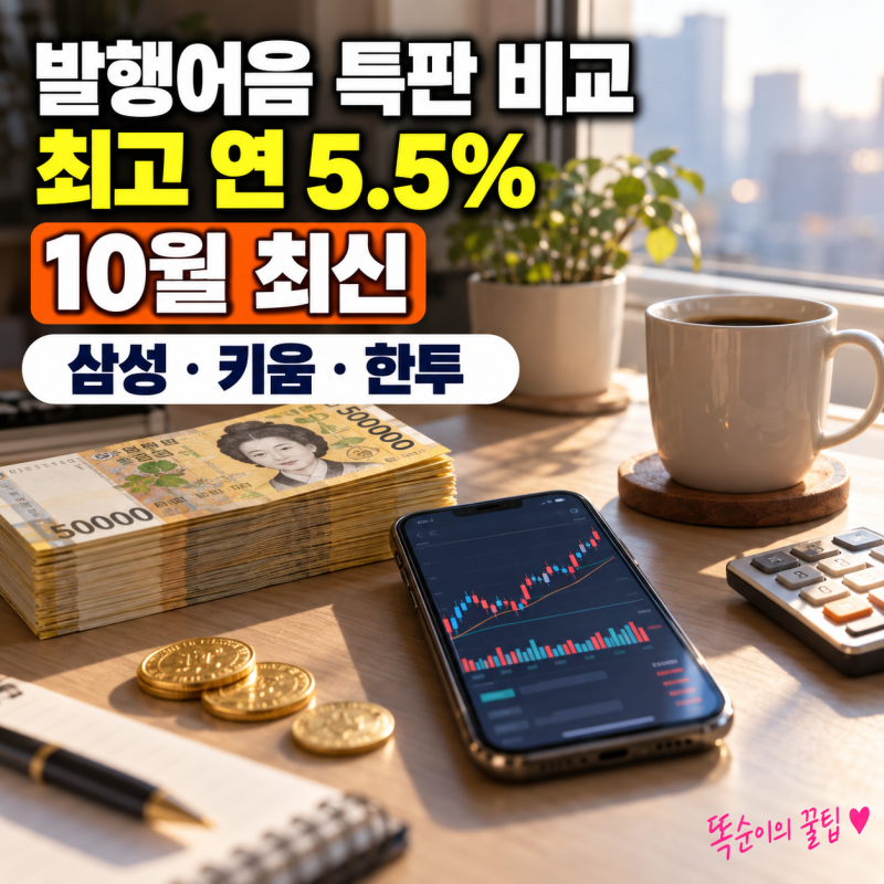 발행어음 특판 비교 10월 최신, 삼성 5.5%·키움 5%·한투 4.9% 조건과 1천만 원 실제 이자 총정리