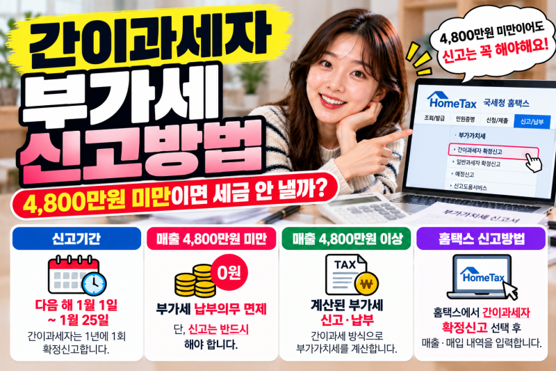 간이과세자 부가세 신고방법｜매출 4,800만원 미만이면 정말 세금 안 낼까?