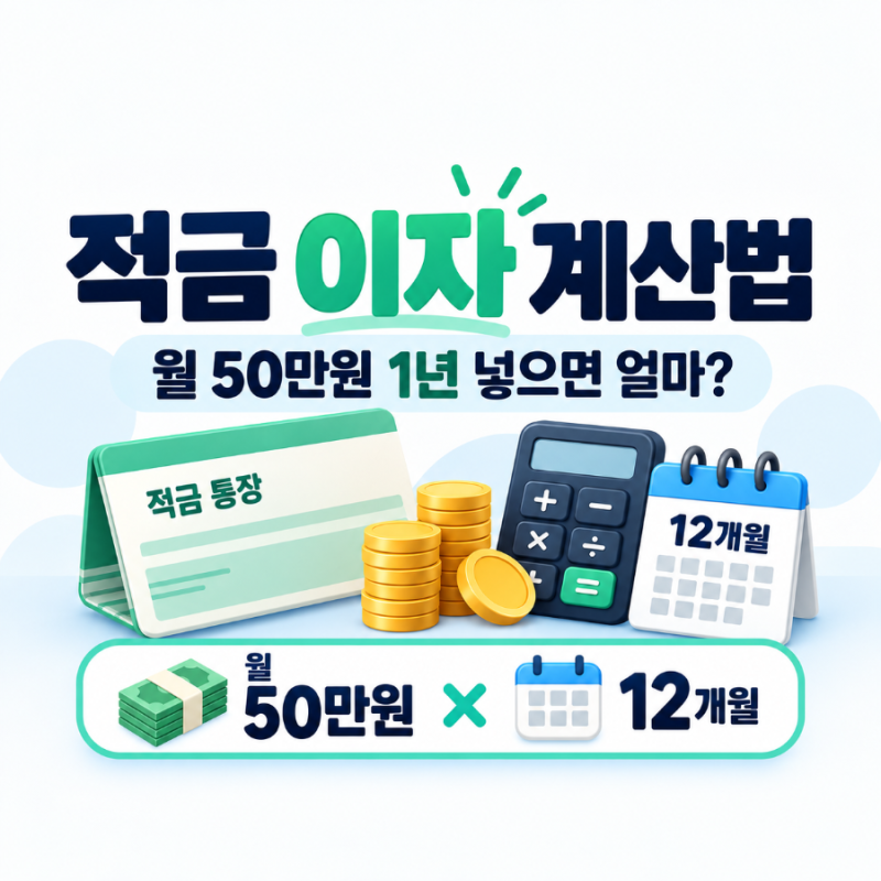 적금 이자 계산법, 월 50만원 1년 넣으면 세후 얼마 받을까