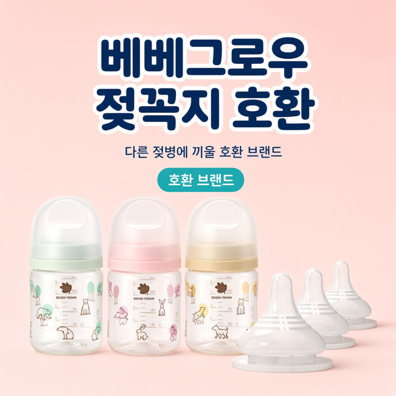 다른 젖병에 베베그로우 젖꼭지를 끼우려 한다면, '호환 브랜드'부터 보세요