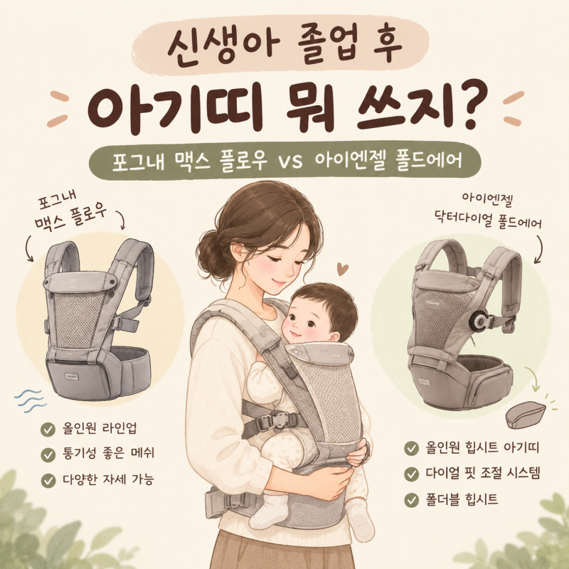 신생아 졸업 후, 아기띠는 어떤걸 써야할까? 포그내 맥스 플로우 vs 아이엔젤 닥터다이얼 폴....