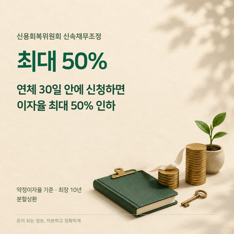 신속채무조정, 이자율 최대 50% 낮추고 10년 분할 — 신용회복위원회 채무조정 조건·프리워크....