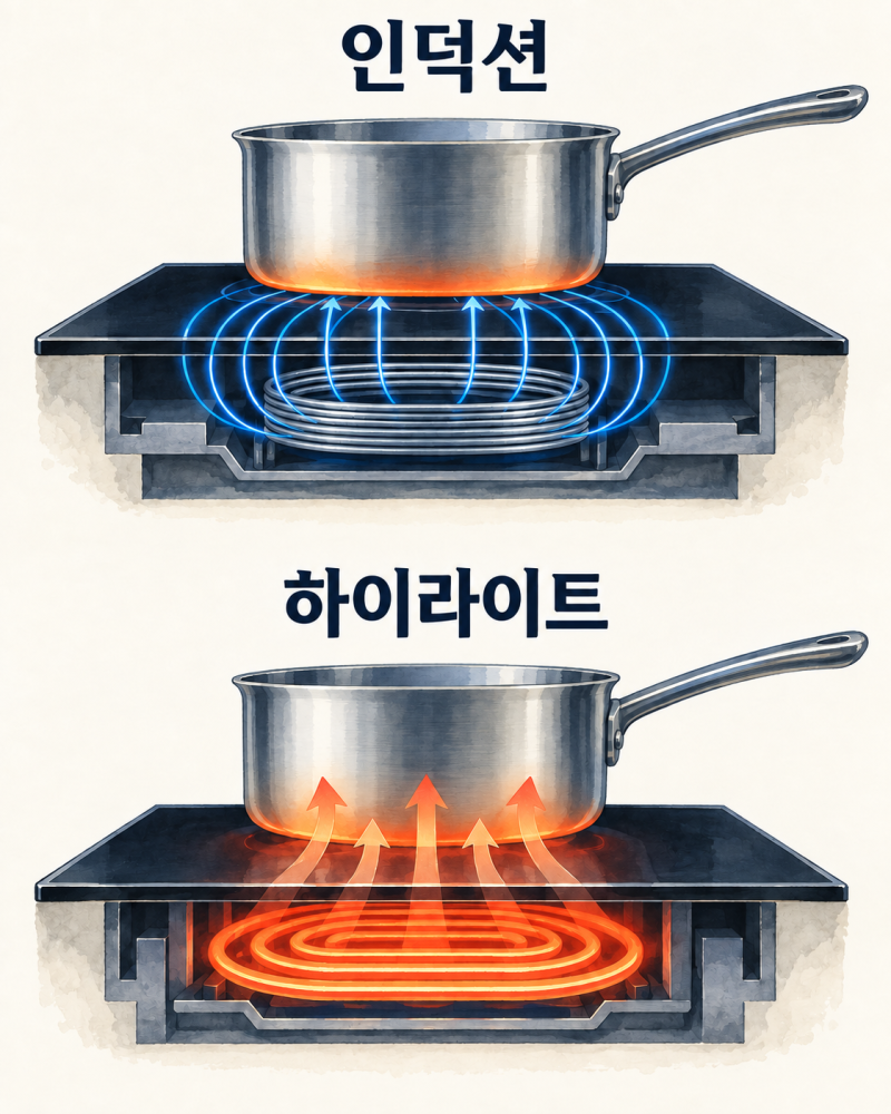 인덕션 하이라이트 차이, 냄비는 그대로 써도 될까요?
