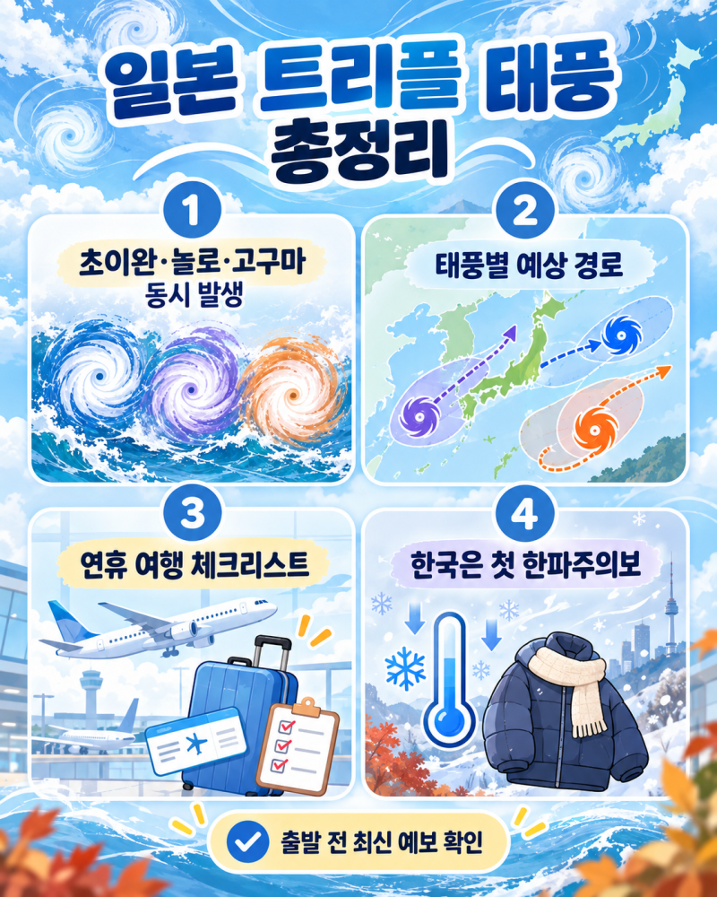 일본 태풍 경로, 트리플 태풍 연휴 여행 취소해야 할까?