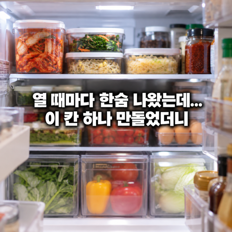 열 때마다 한숨 나왔는데...냉장고 정리 이 칸 하나 만들었더니