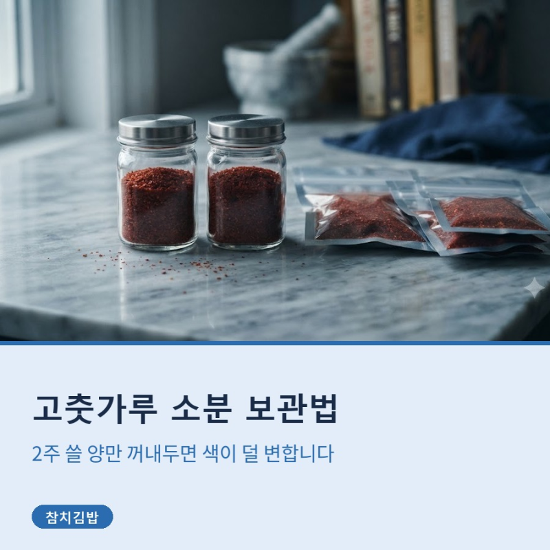 고춧가루 소분 보관법, 2주 쓸 양만 꺼내두면 색이 덜 변합니다