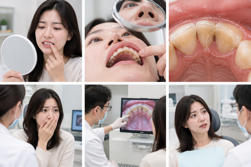 문래동 치과 - 앞니 뒤쪽이 까맣게 보인다면? 레진으로 끝나지 않을 수 있는 이유