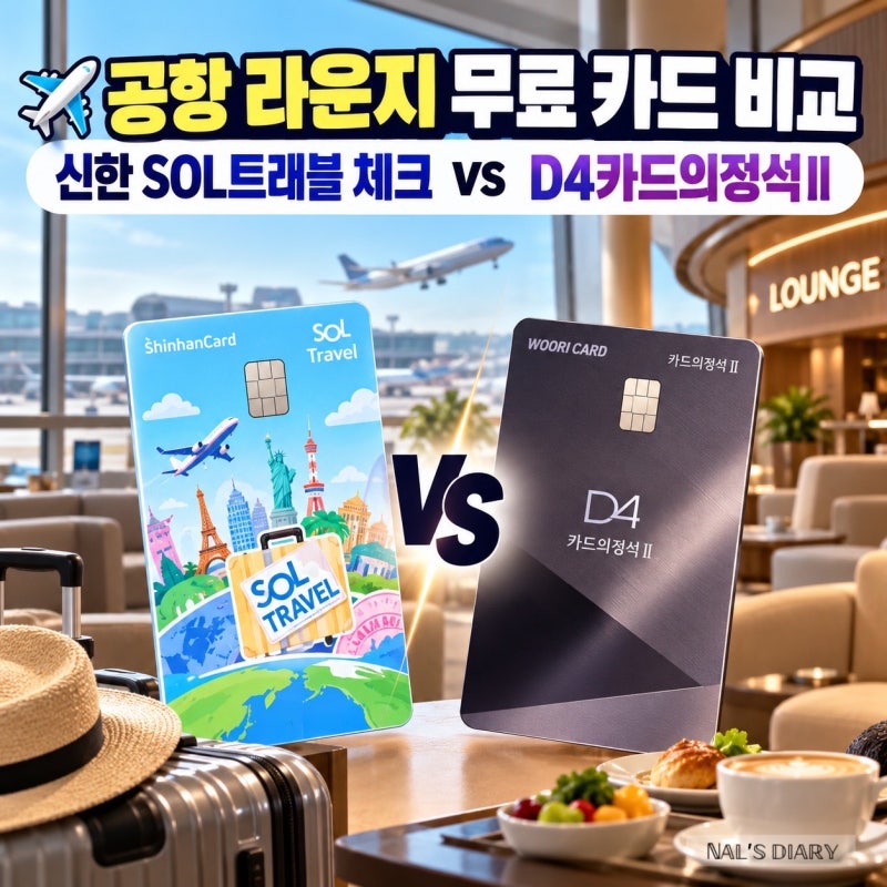 공항 라운지 무료 카드 비교｜신한 SOL 트래블 체크 vs DA 카드의 정석 Ⅱ 라운지 이용 조건