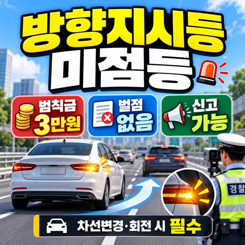 방향지시등 미점등 과태료?｜범칙금 3만원·벌점·신고방법 총정리