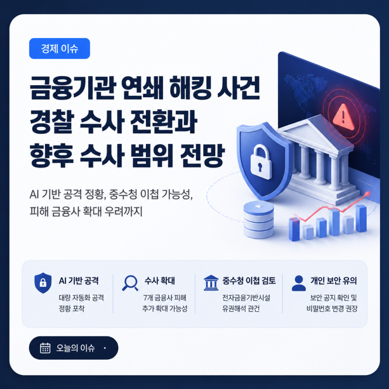 금융기관 연쇄 해킹 사건 경찰 수사 전환과 향후 수사 범위 전망