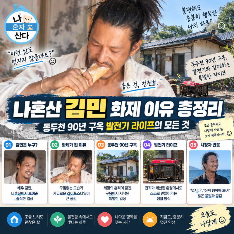 나혼산 김민 화제 이유 총정리, 동두천 90년 구옥 발전기 라이프의 모든 것